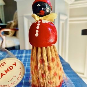 Mammy Clothes Brush in Orig Container 1930 Black Americana, 7”, Woodsocket NICE!